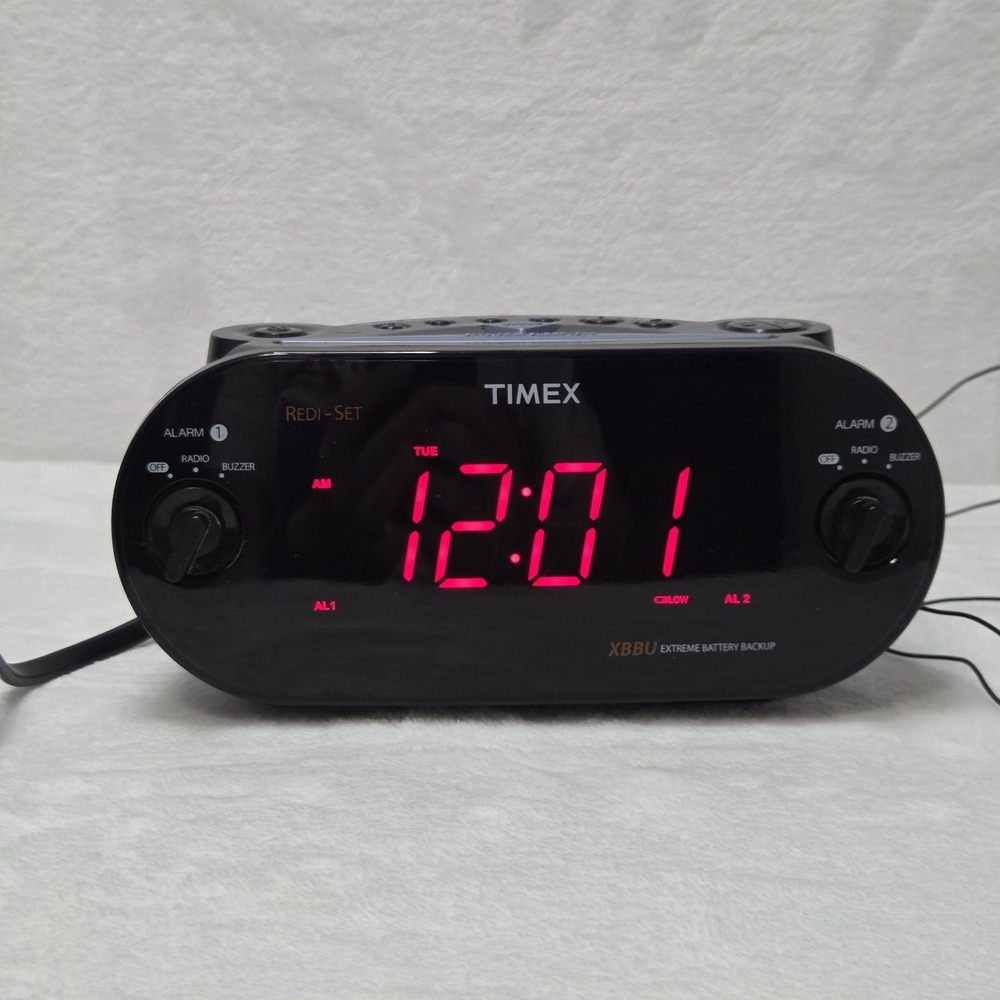Timex XBBU T715 Redi-Set Dual Alarm Clock Radio Am/Fm Large Display Tested